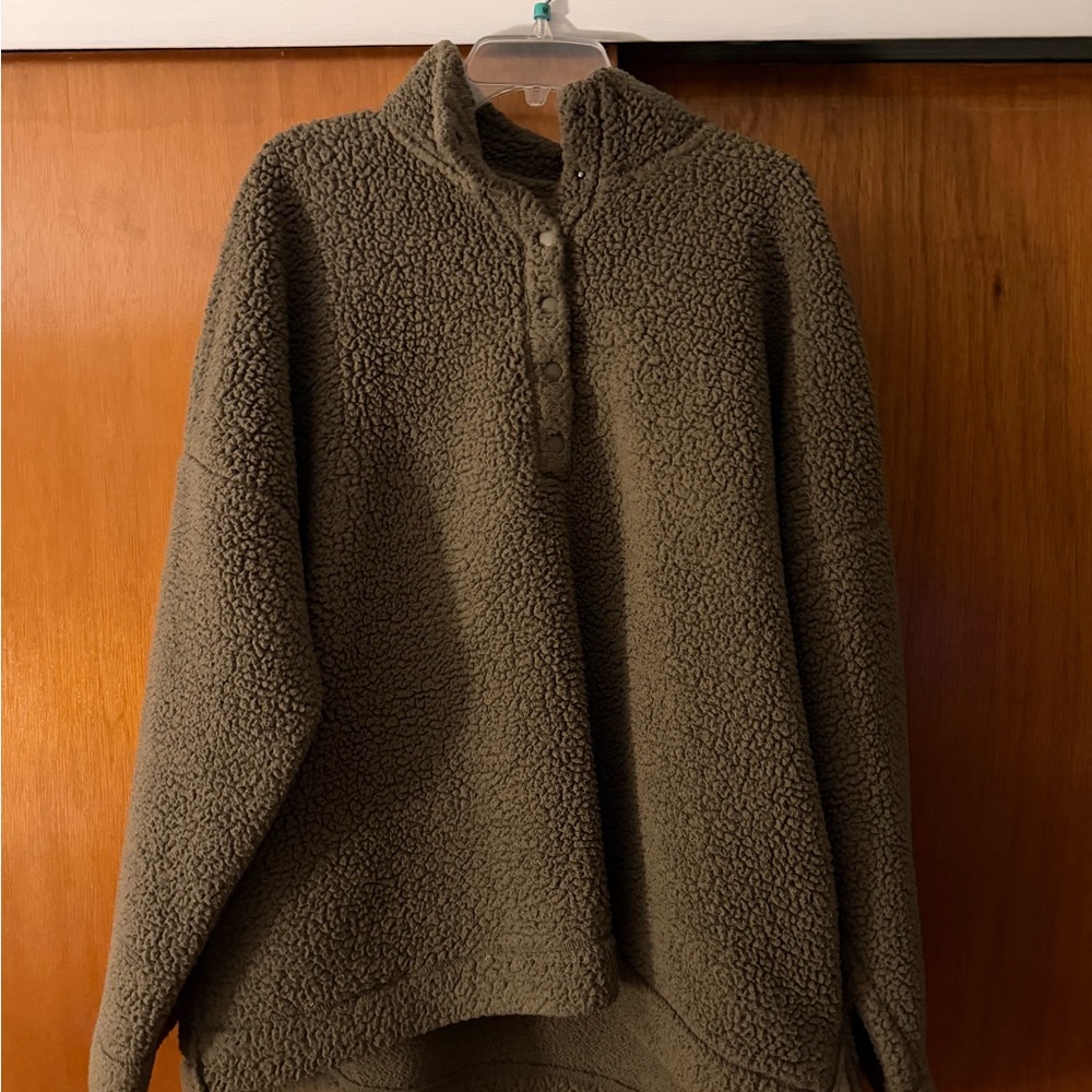 aerie Teddy Sherpa Pullover Hoodie